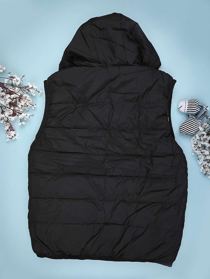 kids solid sleeveless hooded quilted jacket - 21985706 -  Standard Image - 1