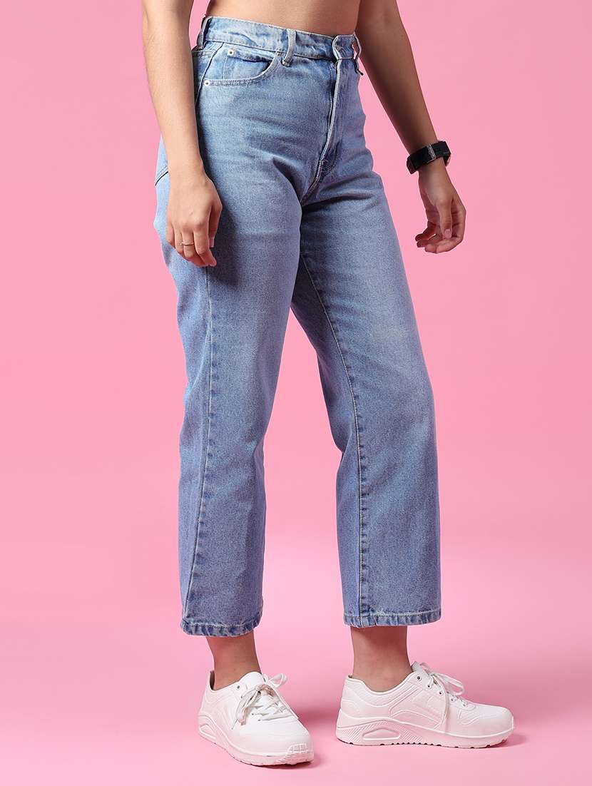 women washed mid rise straight fit jeans - 21985751 -  Standard Image - 1