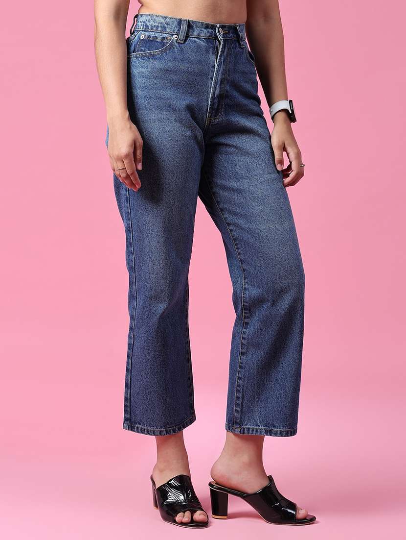 women washed mid rise straight fit jeans - 21985752 -  Standard Image - 1
