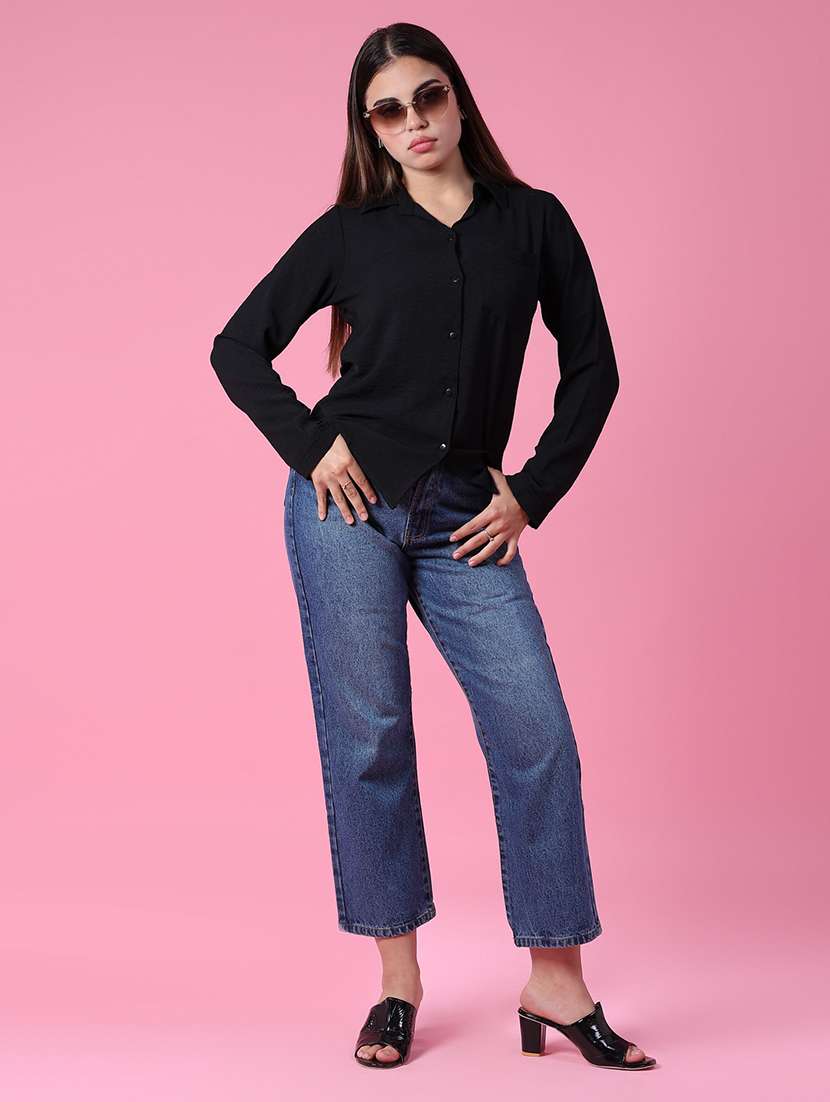 women washed mid rise straight fit jeans - 21985752 -  Standard Image - 4