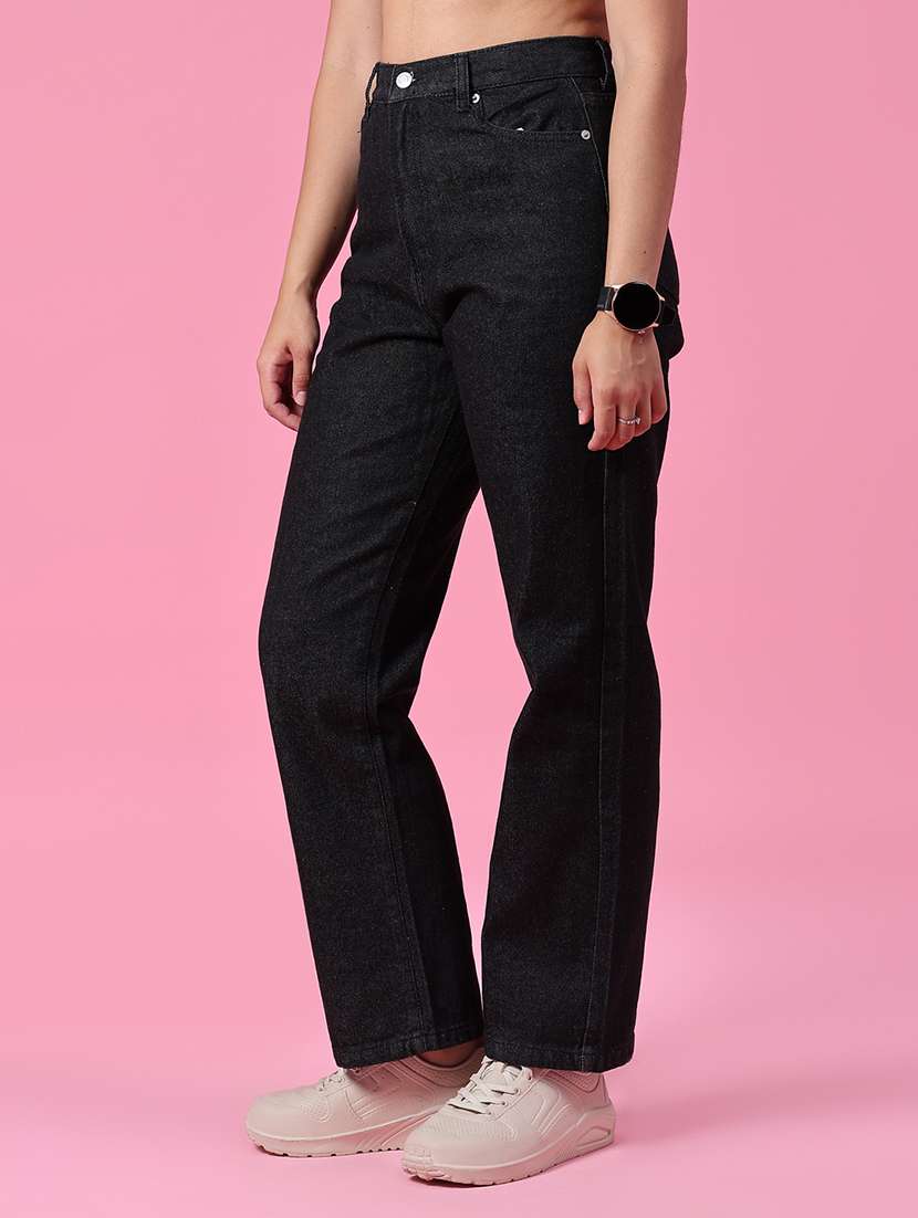 women plain mid rise straight fit jeans - 21985753 - Standard Image - 1