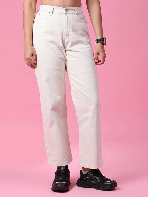 women plain mid rise straight fit jeans - 21985754 -  Standard Image - 0