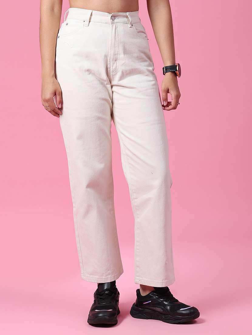 women plain mid rise straight fit jeans - 21985754 -  Zoom Image - 0