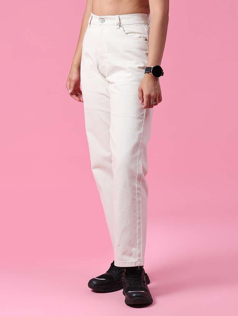 women plain mid rise straight fit jeans - 21985754 -  Standard Image - 1