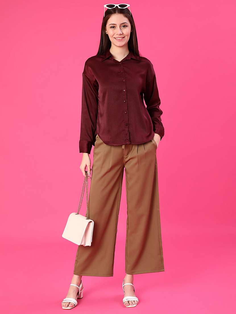 women brown cotton straight trouser - 21985778 -  Standard Image - 4
