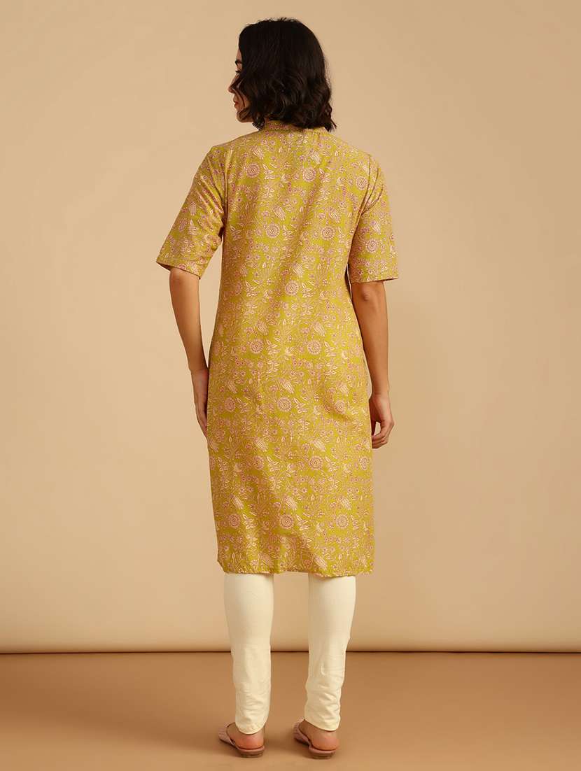 women three quarter sleeve straight kurta - 21985833 -  Standard Image - 4