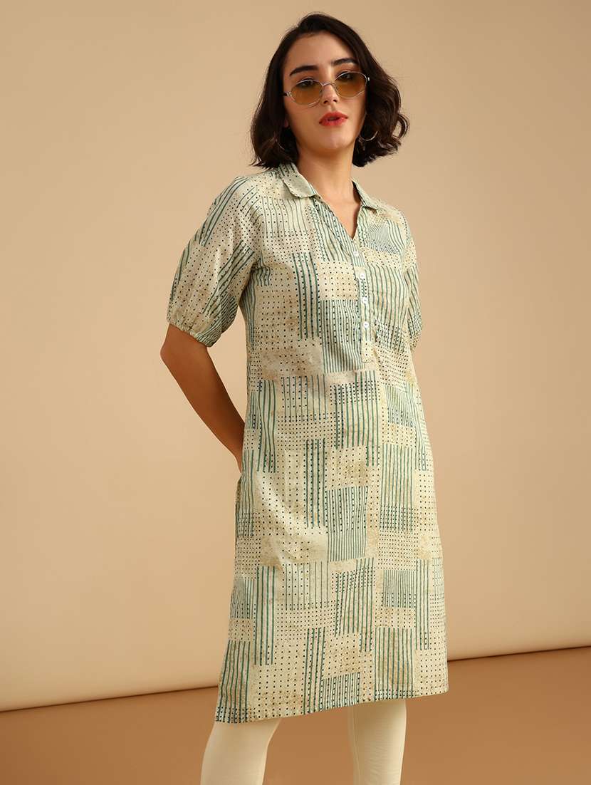 women three quarter sleeve straight kurta