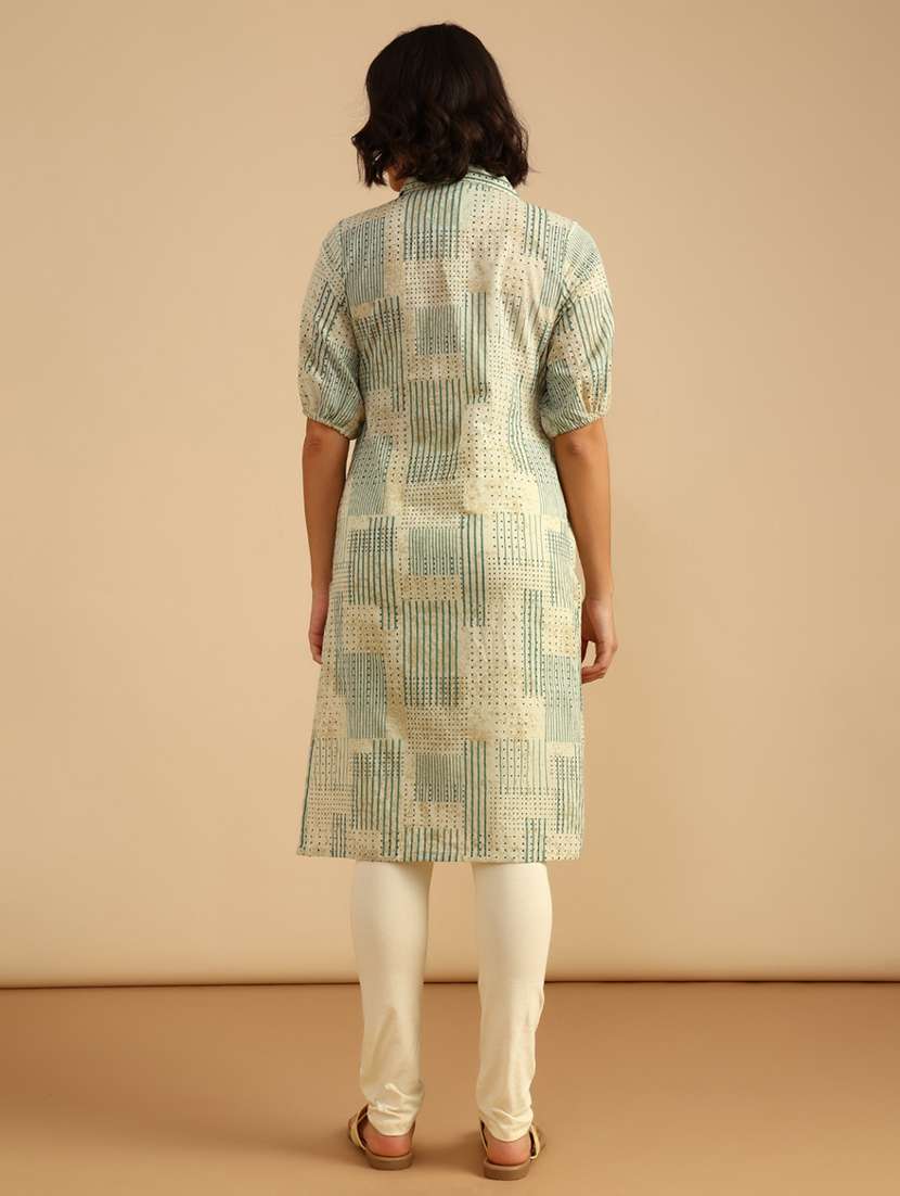 women three quarter sleeve straight kurta - 21985836 -  Standard Image - 4