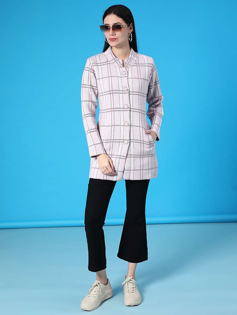 women checkered long sleeve cardigan - 21985863 -  Standard Image - 4