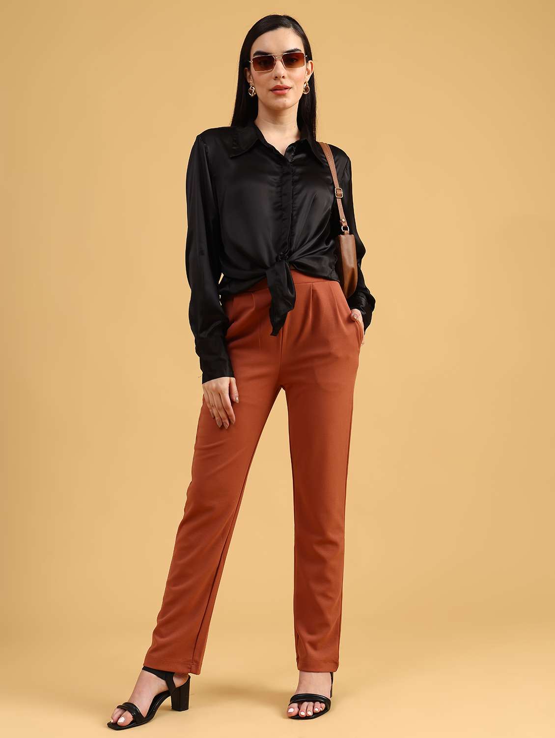 women solid mid rise straight trouser - 21985929 -  Standard Image - 6