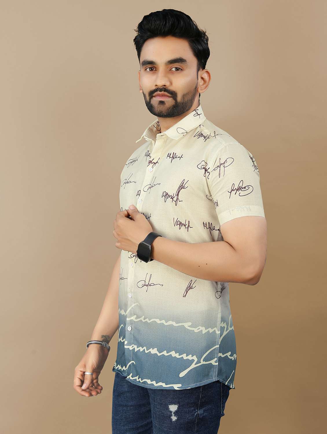 teal cotton casual shirt - 21985949 -  Standard Image - 1