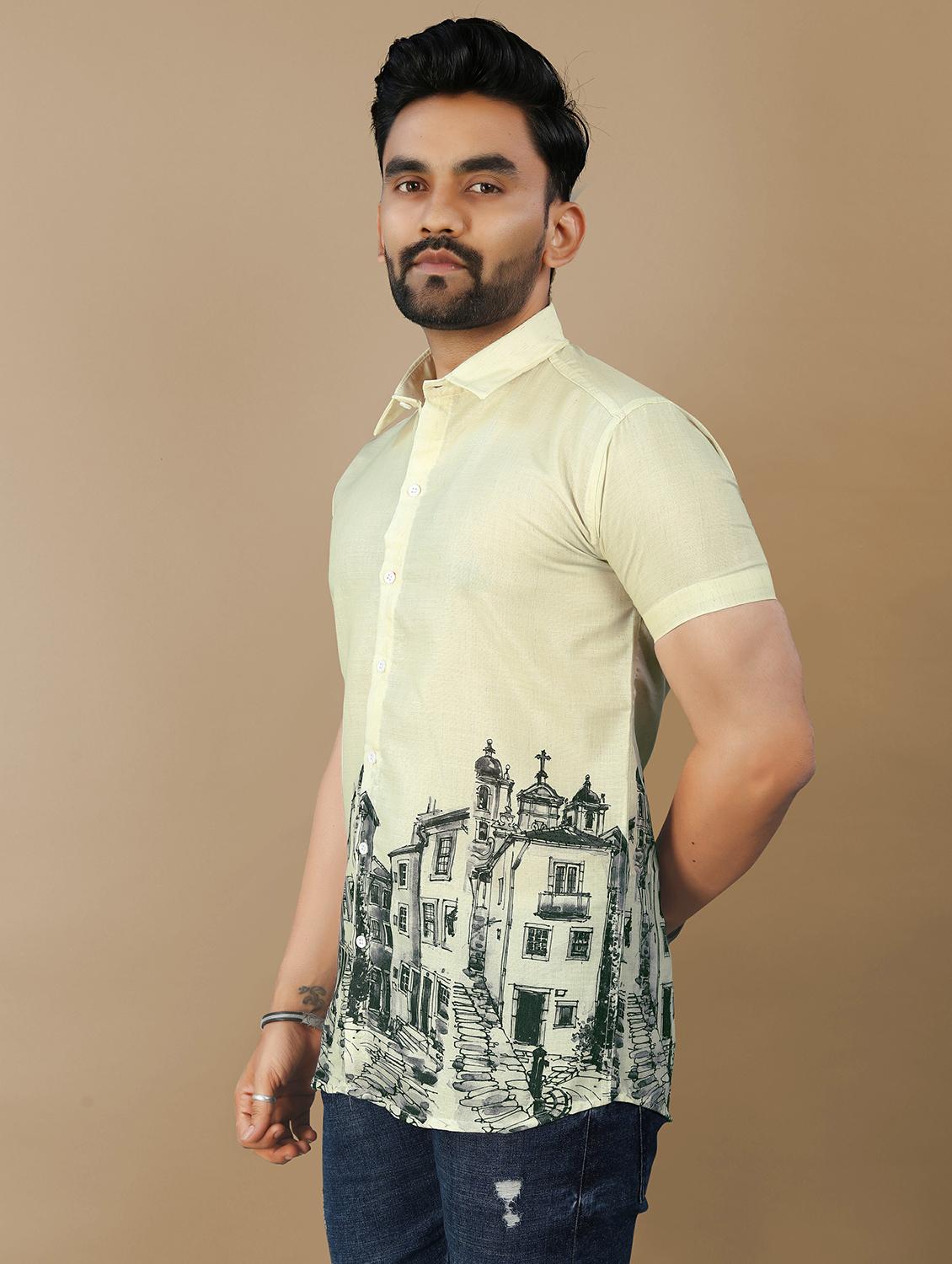 green cotton casual shirt - 21985953 - Standard Image - 1