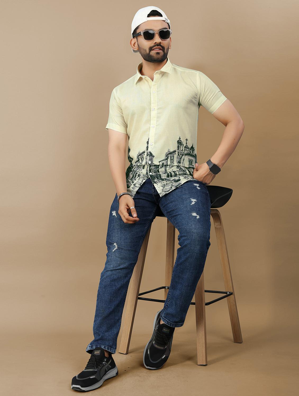 green cotton casual shirt - 21985953 - Standard Image - 4