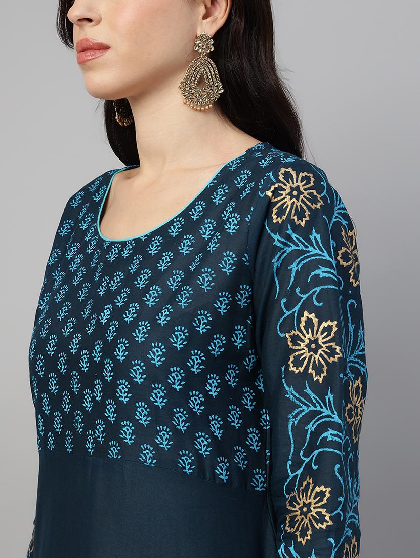 women printed three quarter sleeve anarkali kurta - 21985960 - Standard Image - 6