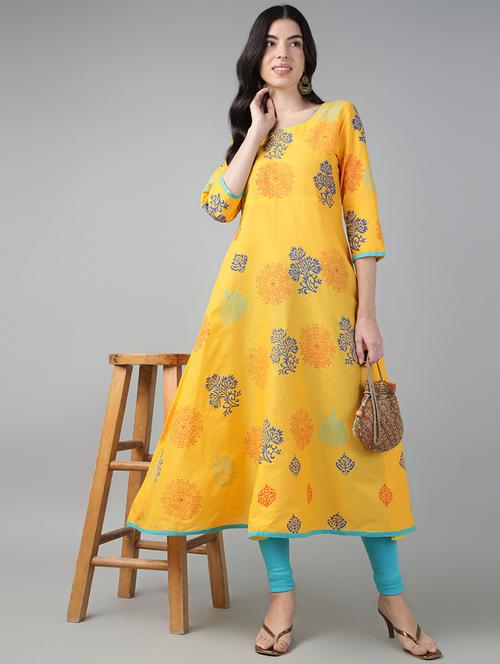 women printed three quarter sleeve a-line kurta - 21985964 - Standard Image - 0