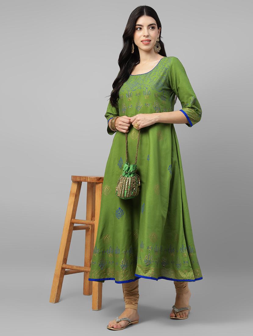 women printed three quarter sleeve a-line kurta - 21985965 -  Zoom Image - 0