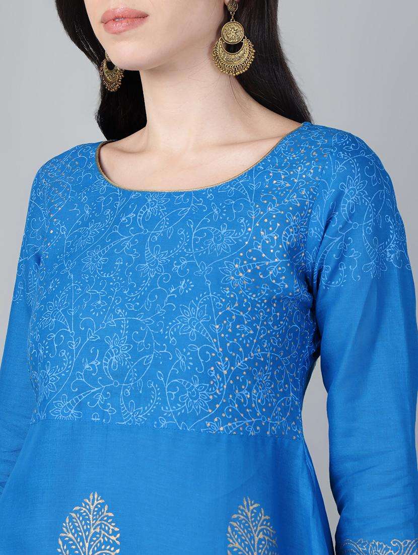 women printed three quarter sleeve a-line kurta - 21985967 -  Standard Image - 1