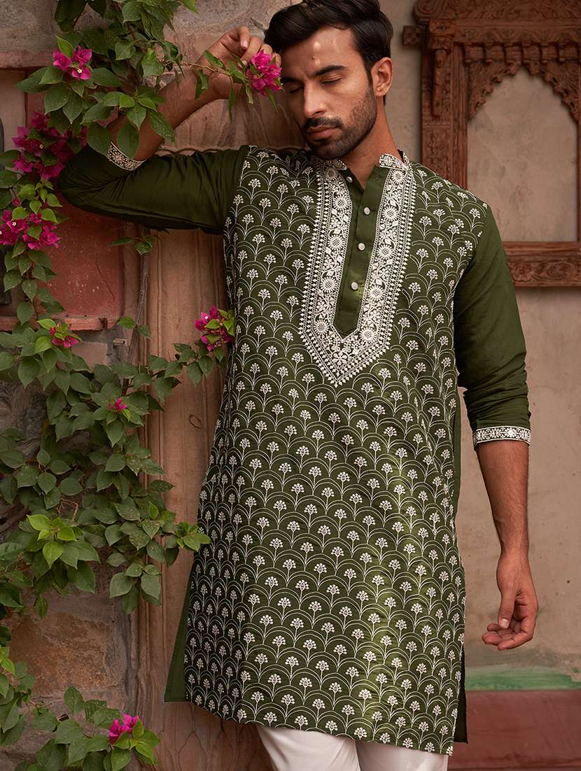 men embroidered long sleeve kurta and pyjama set - 21985999 -  Standard Image - 4