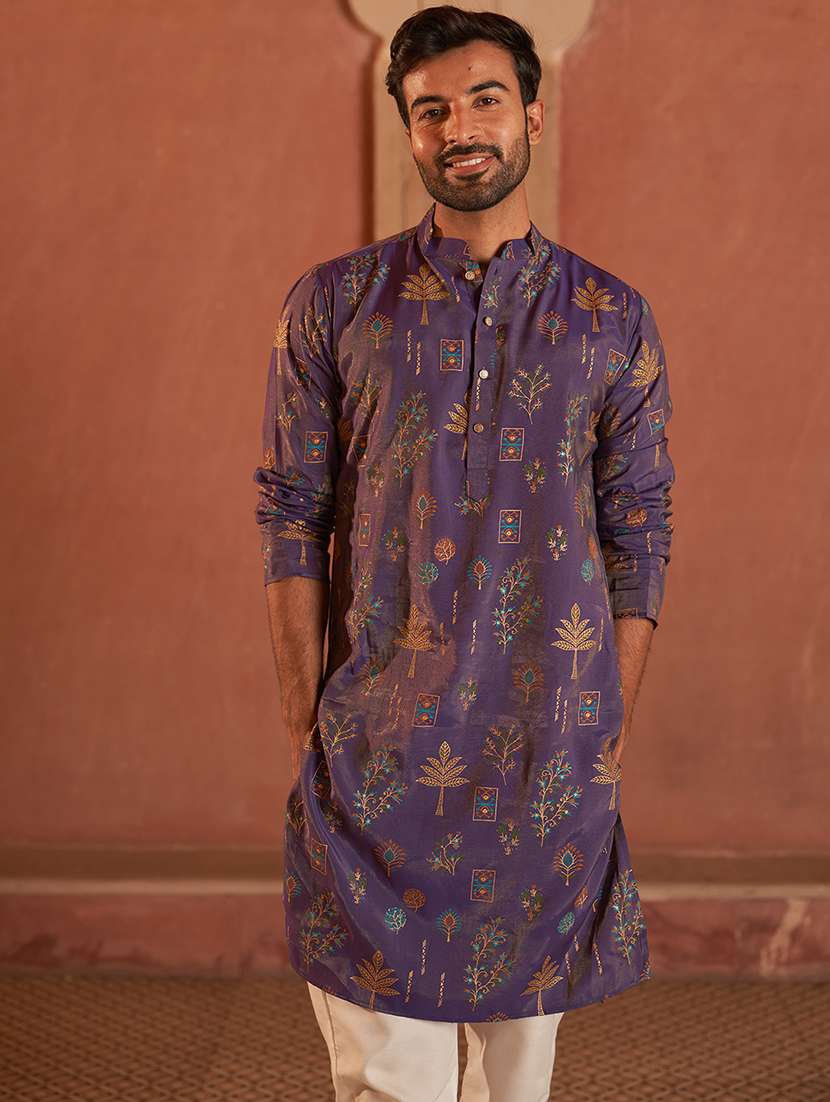 men embroidered mandarin collar kurta and pyjama set - 21986000 -  Standard Image - 4