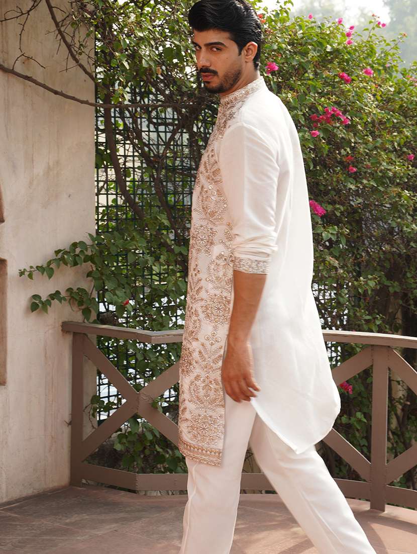 men white embroidered kurta and pyjama set - 21986003 -  Standard Image - 1