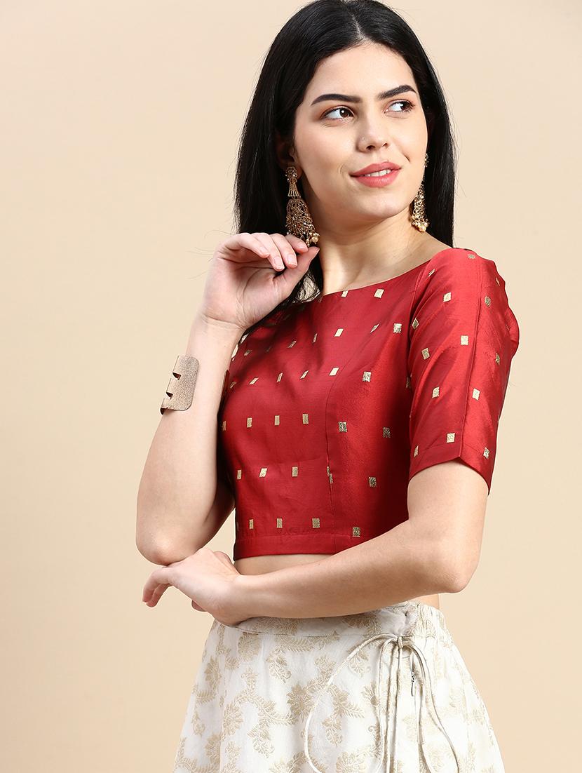 women self design short sleeve stitched blouse - 21986015 - Standard Image - 1