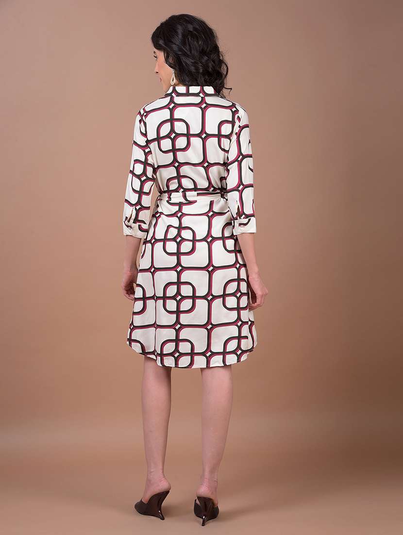 women geometric print collared shirt dress - 21986019 -  Standard Image - 4