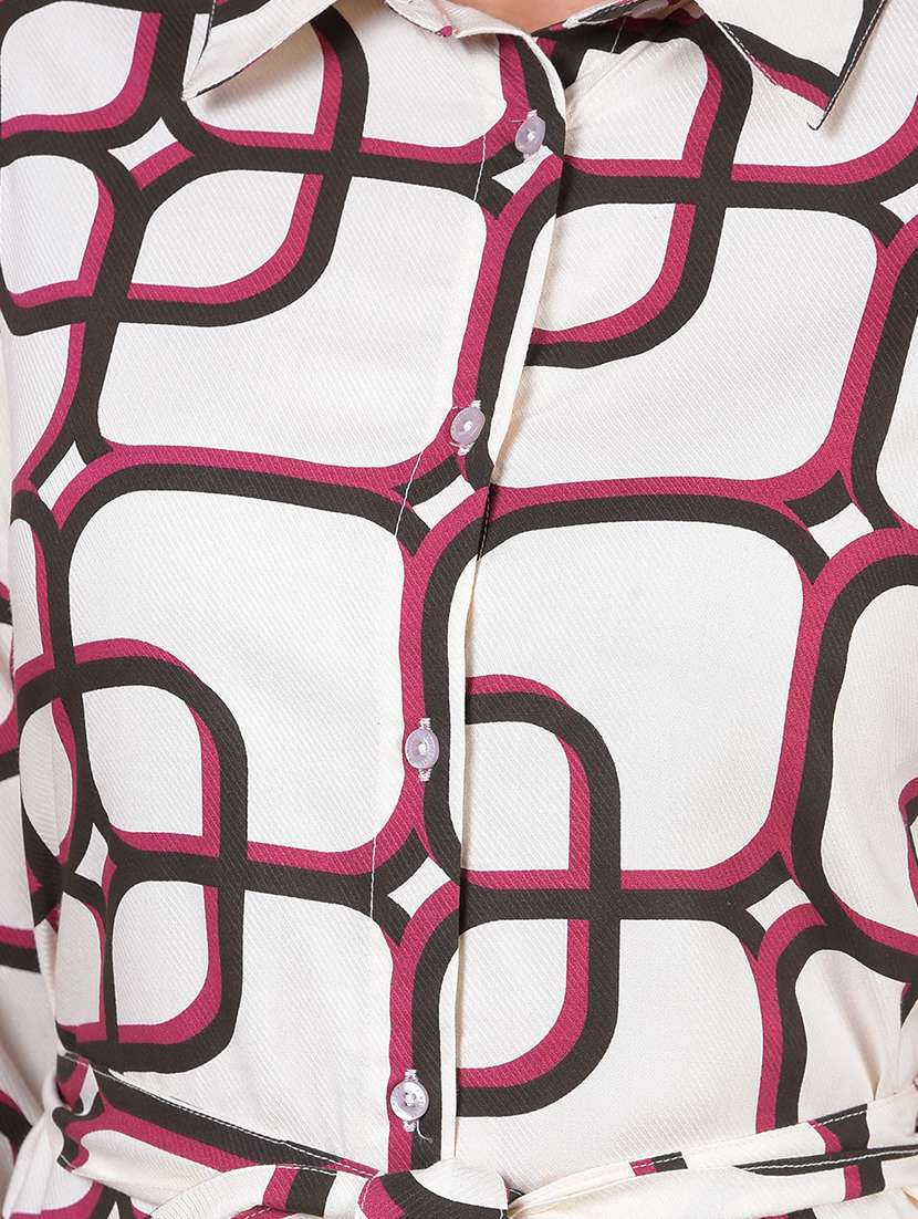 women geometric print collared shirt dress - 21986019 -  Standard Image - 6
