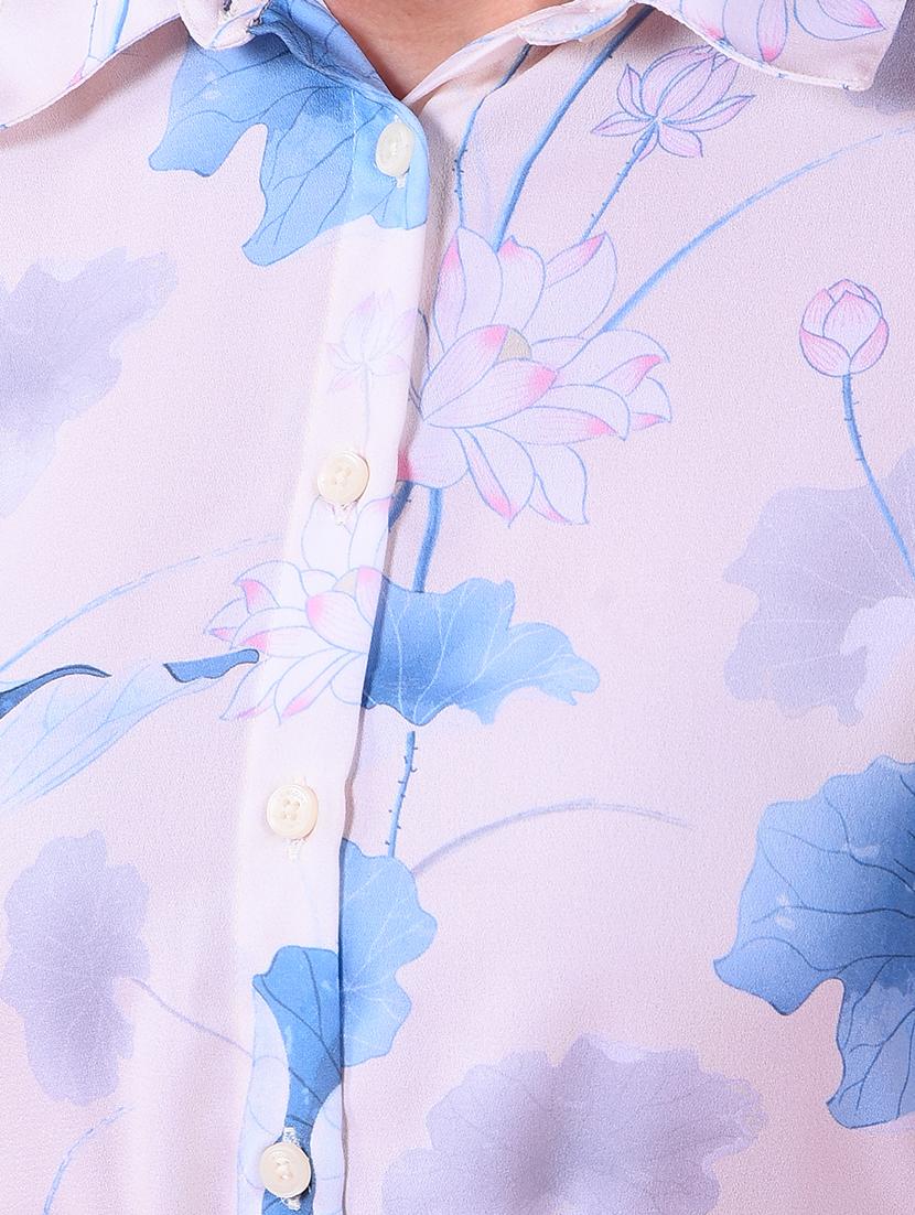 women printed collared high low shirt dress - 21986020 - Standard Image - 6