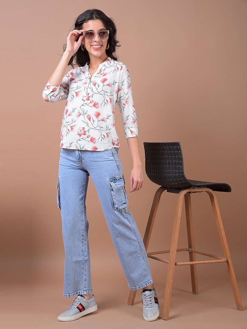 women solid high rise denim cargo - 21986029 -  Standard Image - 4