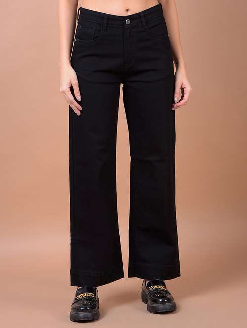women solid mid rise wide leg jean - 21986037 - Standard Image - 0