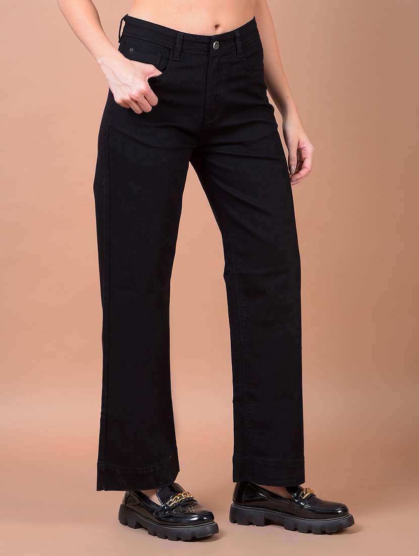 women solid mid rise wide leg jean - 21986037 - Standard Image - 1