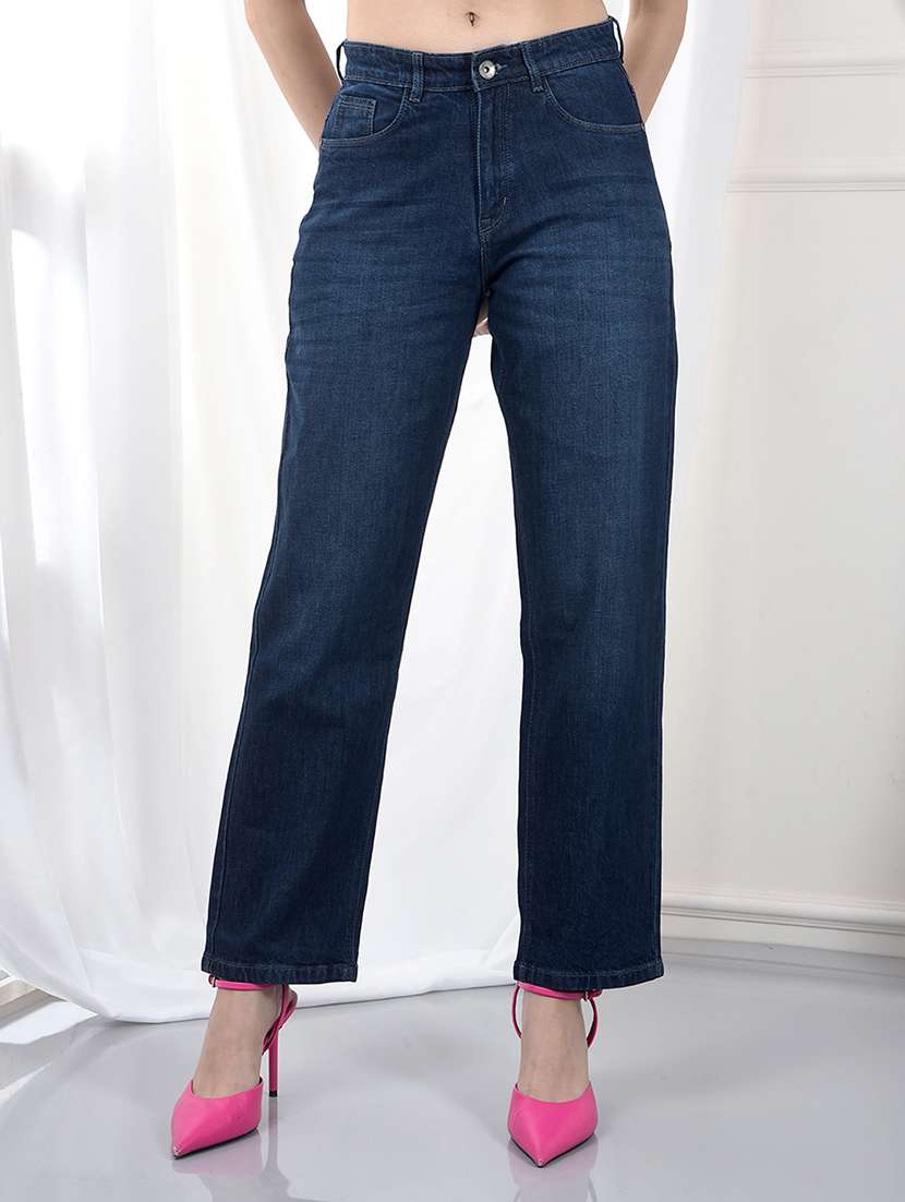 women solid mid rise bootcut jean