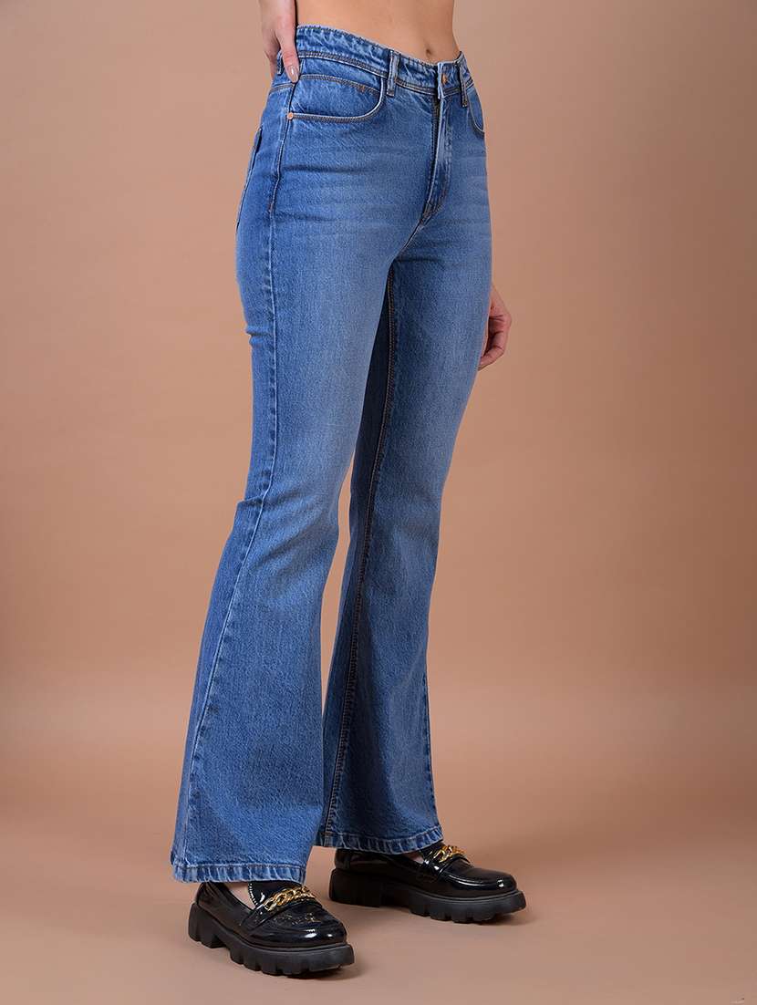 women solid mid rise bootcut jean - 21986043 - Standard Image - 1