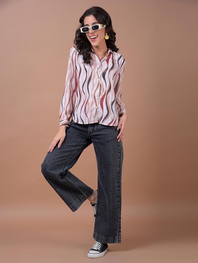 women printed long sleeve collared shirt - 21986070 - Standard Image - 4