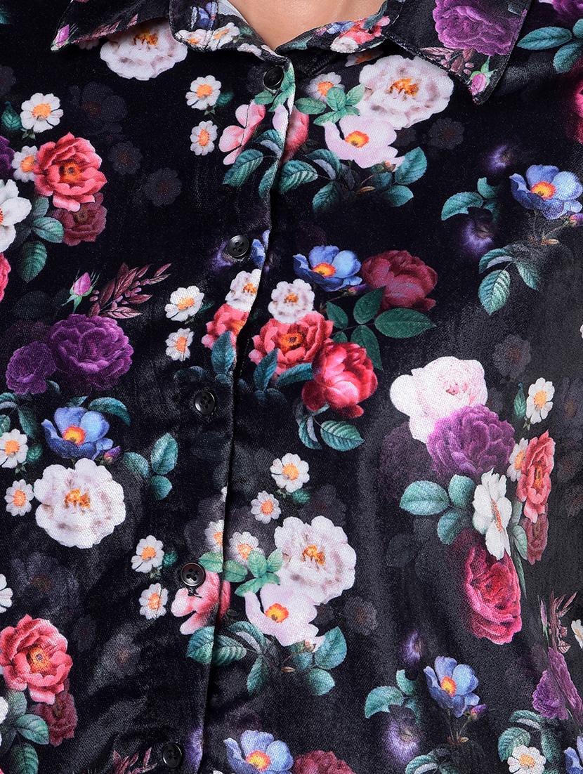women floral print collared crop shirt - 21986071 - Standard Image - 6