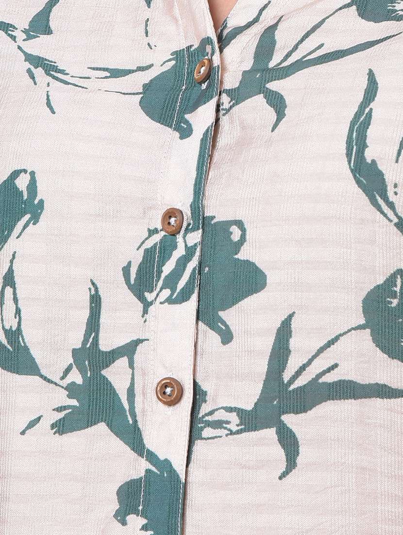 women printed three quarter sleeve collared shirt - 21986075 - Standard Image - 6