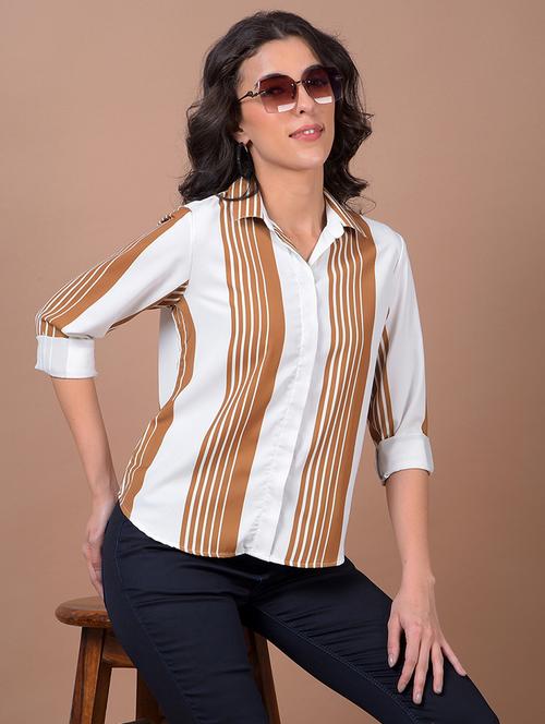 women striped collared long sleeve shirt - 21986083 - Standard Image - 0