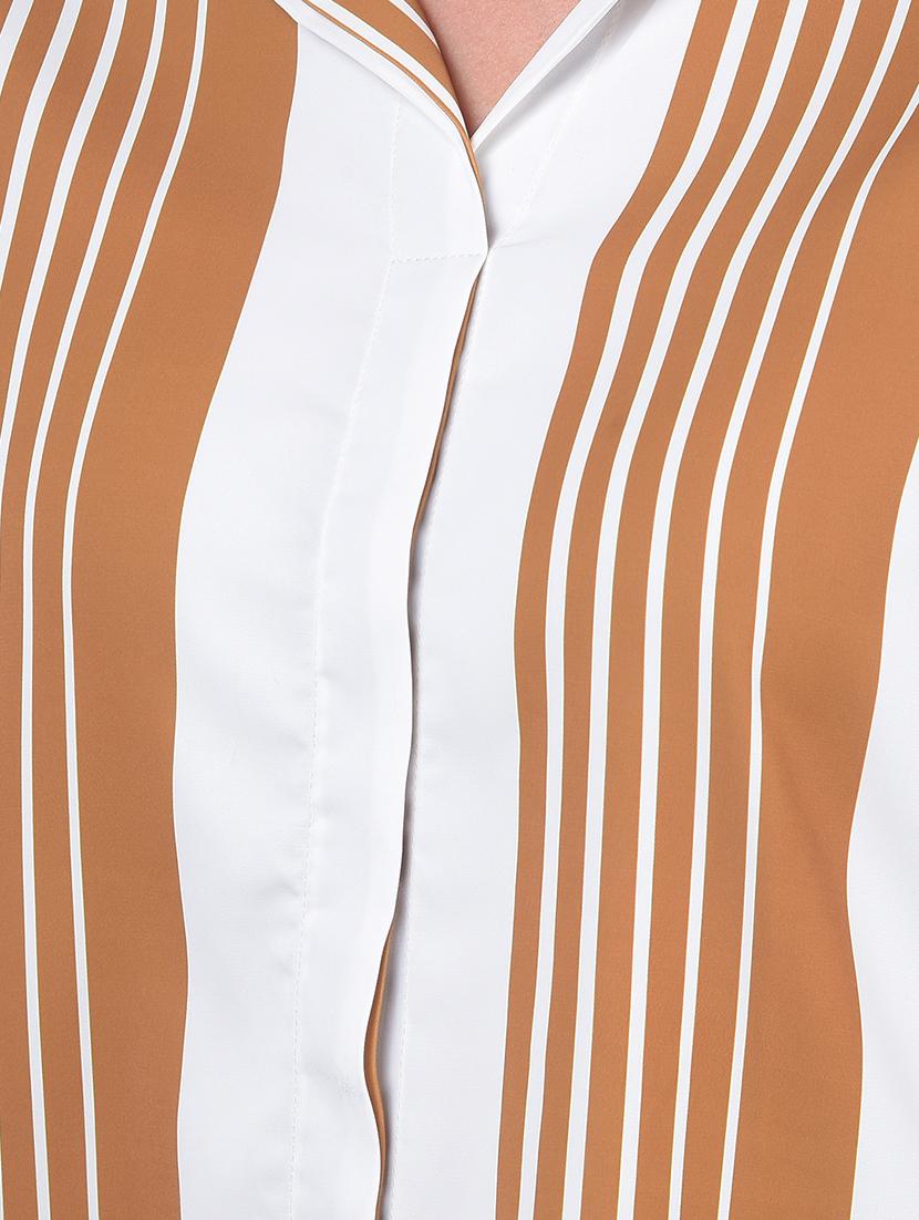 women striped collared long sleeve shirt - 21986083 - Standard Image - 6