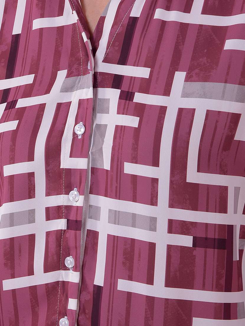 women printed long sleeve collared shirt - 21986089 -  Standard Image - 6