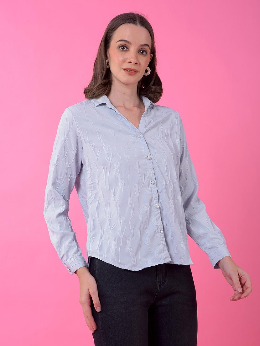 women self designed collared long sleeve shirt - 21986090 - Standard Image - 1