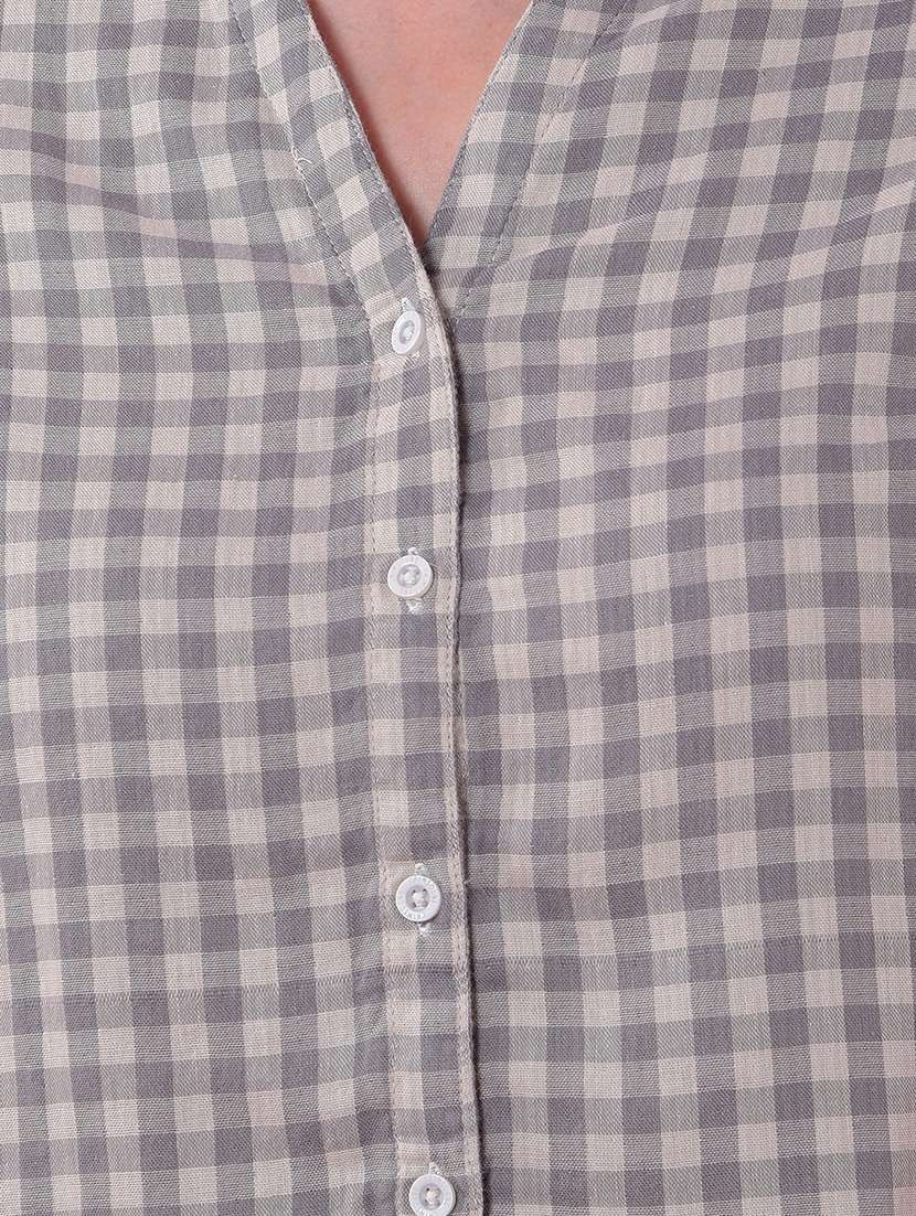 women checkered three quarter sleeve shirt - 21986092 -  Standard Image - 6