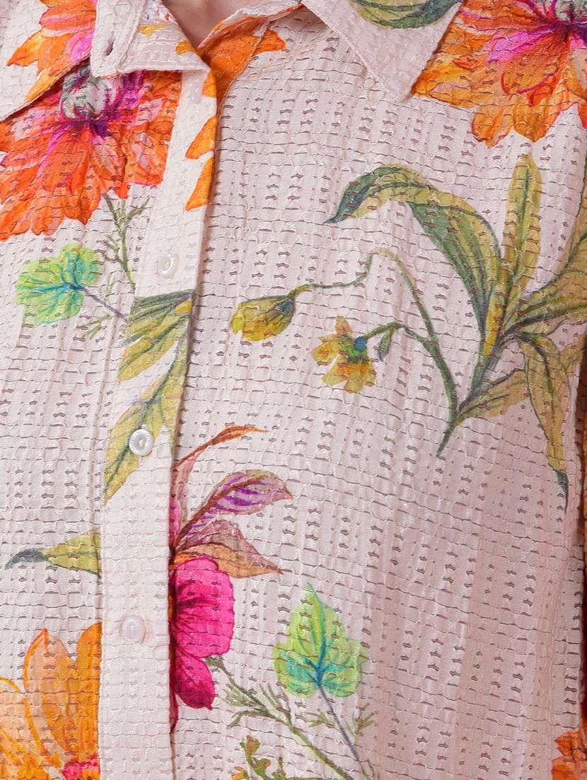 women floral print bell sleeve crop shirt - 21986096 -  Standard Image - 6