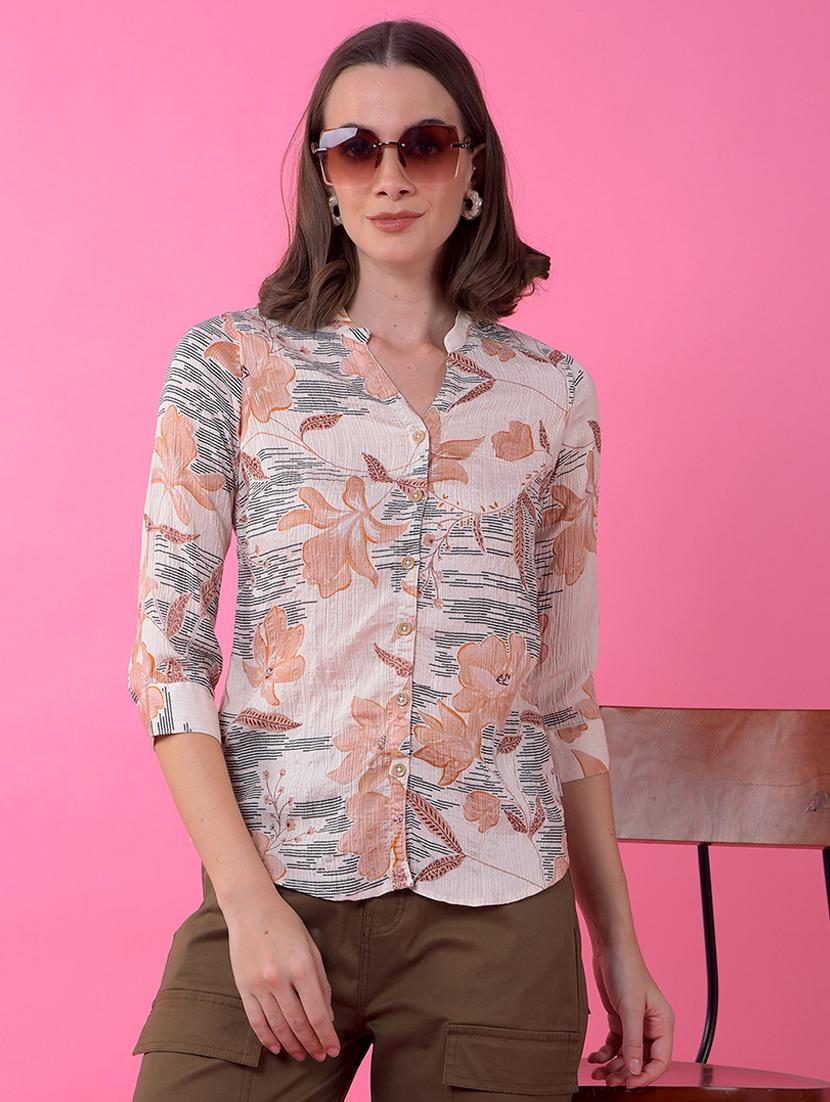 women printed three quarter sleeve shirt - 21986097 - Zoom Image - 0