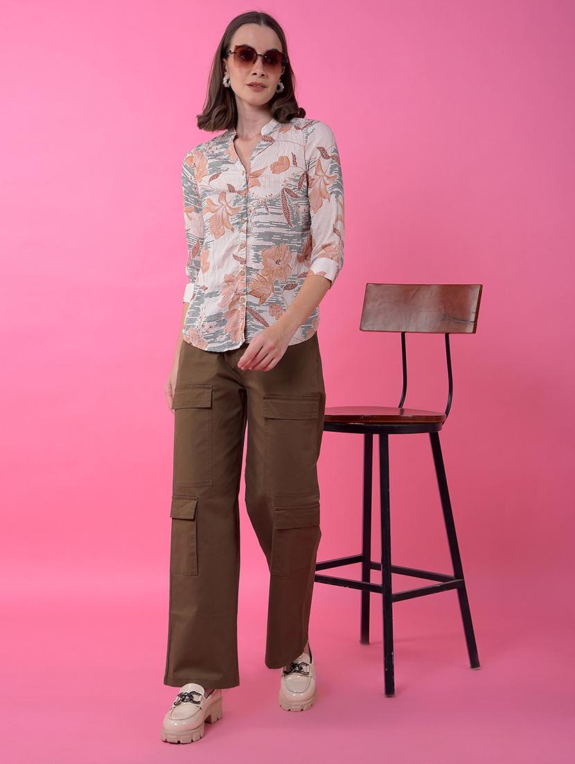 women printed three quarter sleeve shirt - 21986097 - Standard Image - 4