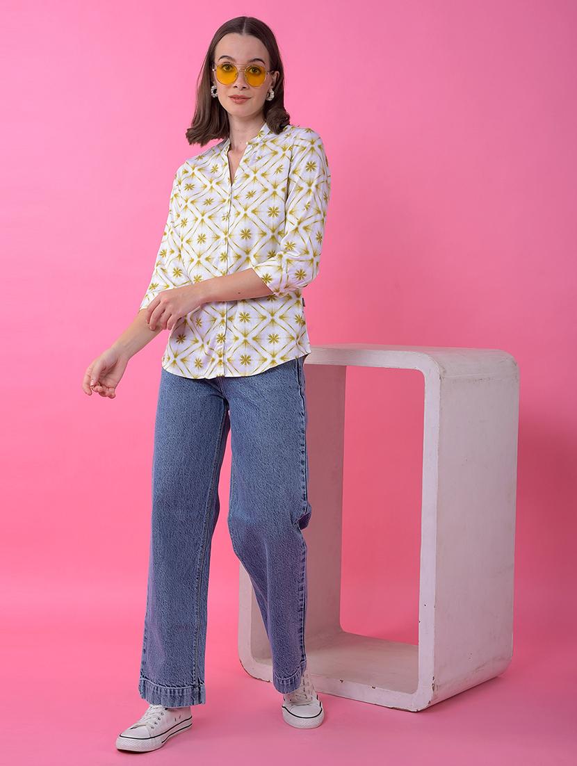 women printed three quarter sleeve shirt - 21986106 - Standard Image - 4