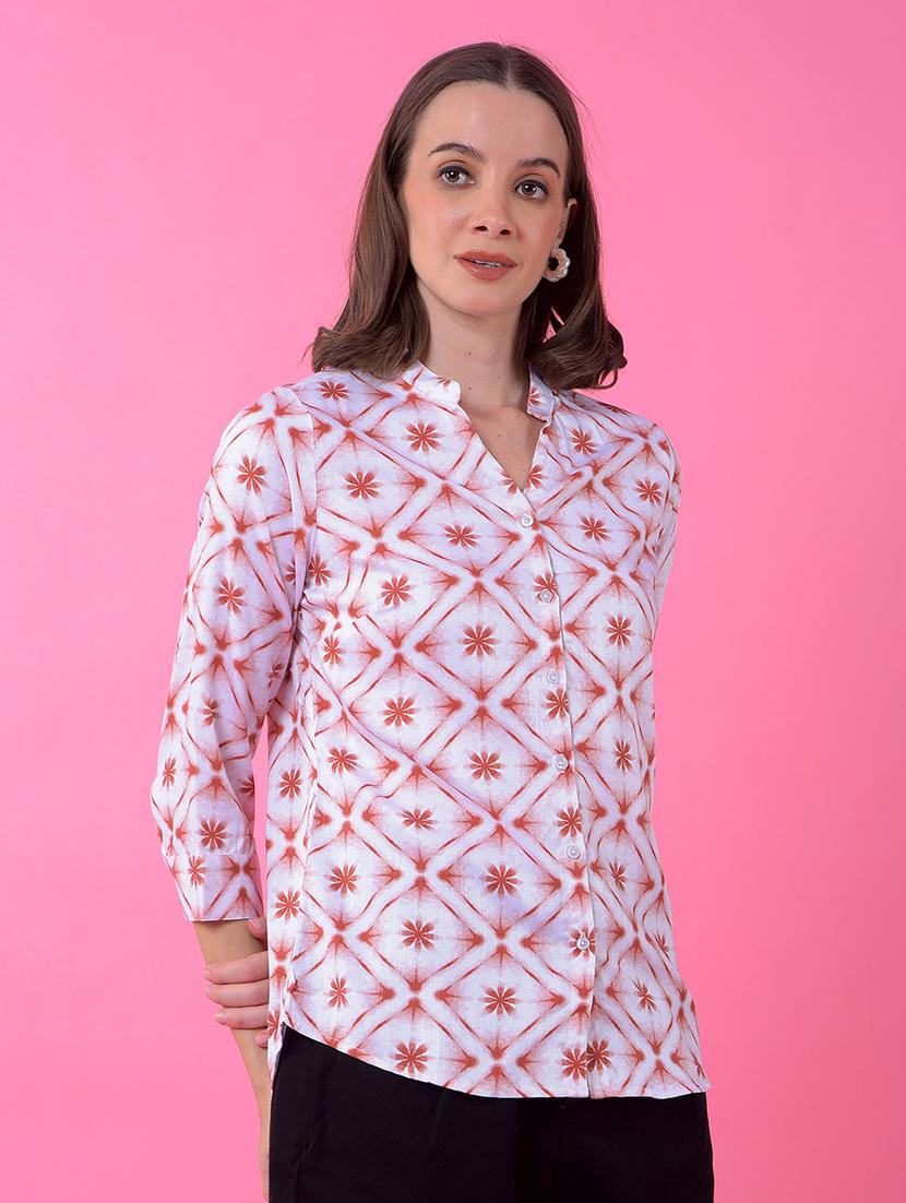 women printed three quarter sleeve shirt - 21986107 - Standard Image - 1