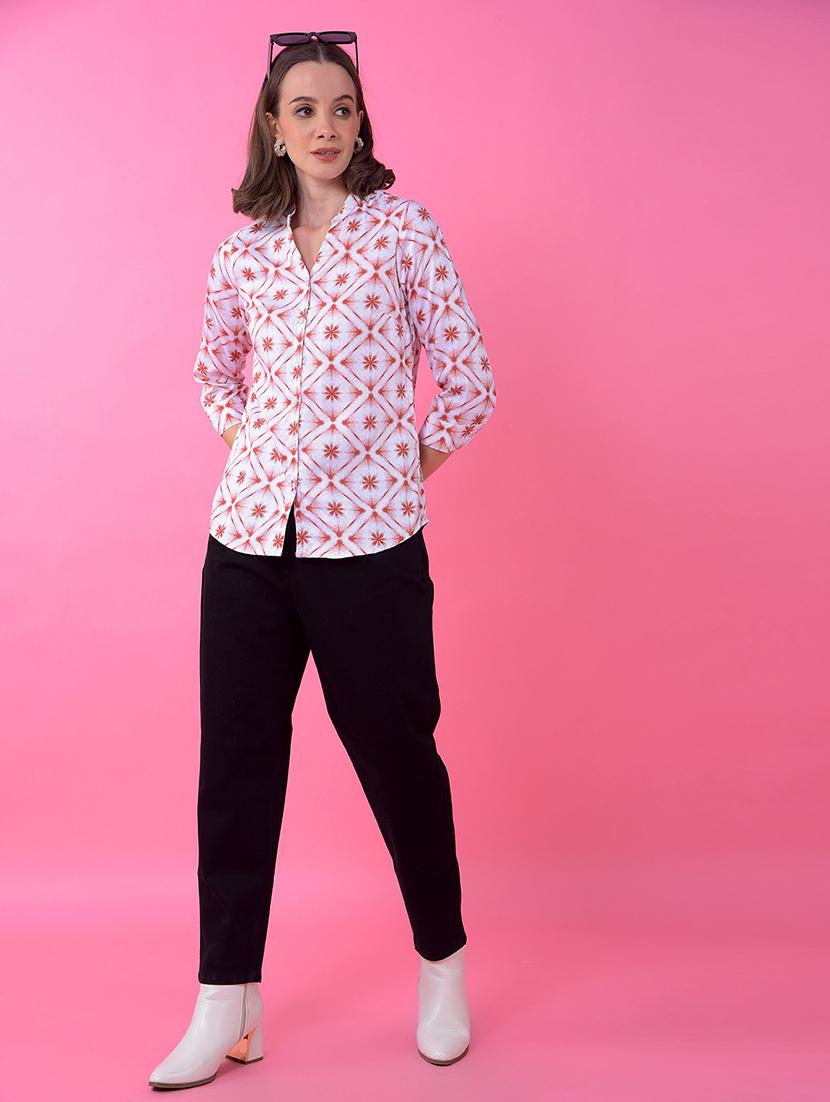 women printed three quarter sleeve shirt - 21986107 - Standard Image - 4