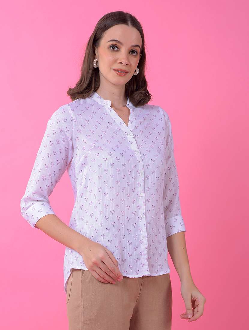 women floral print three quarter sleeve shirt  - 21986108 -  Standard Image - 1