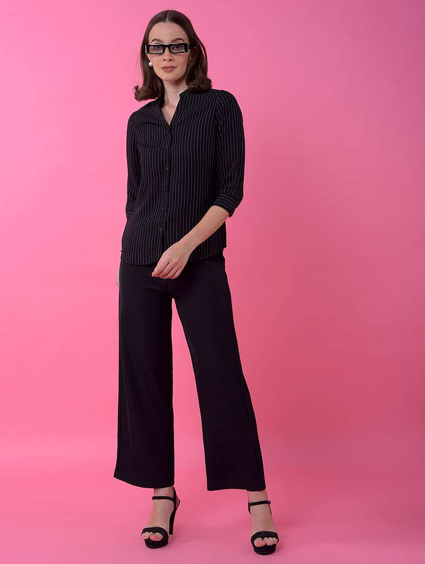 women striped three quarter sleeve hig low shirt  - 21986114 -  Standard Image - 4