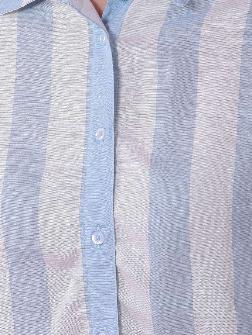 women striped collared long sleeve shirt  - 21986118 -  Standard Image - 6